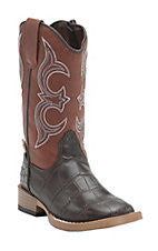 M&F Bronc Gator Print Brown Kids Boots